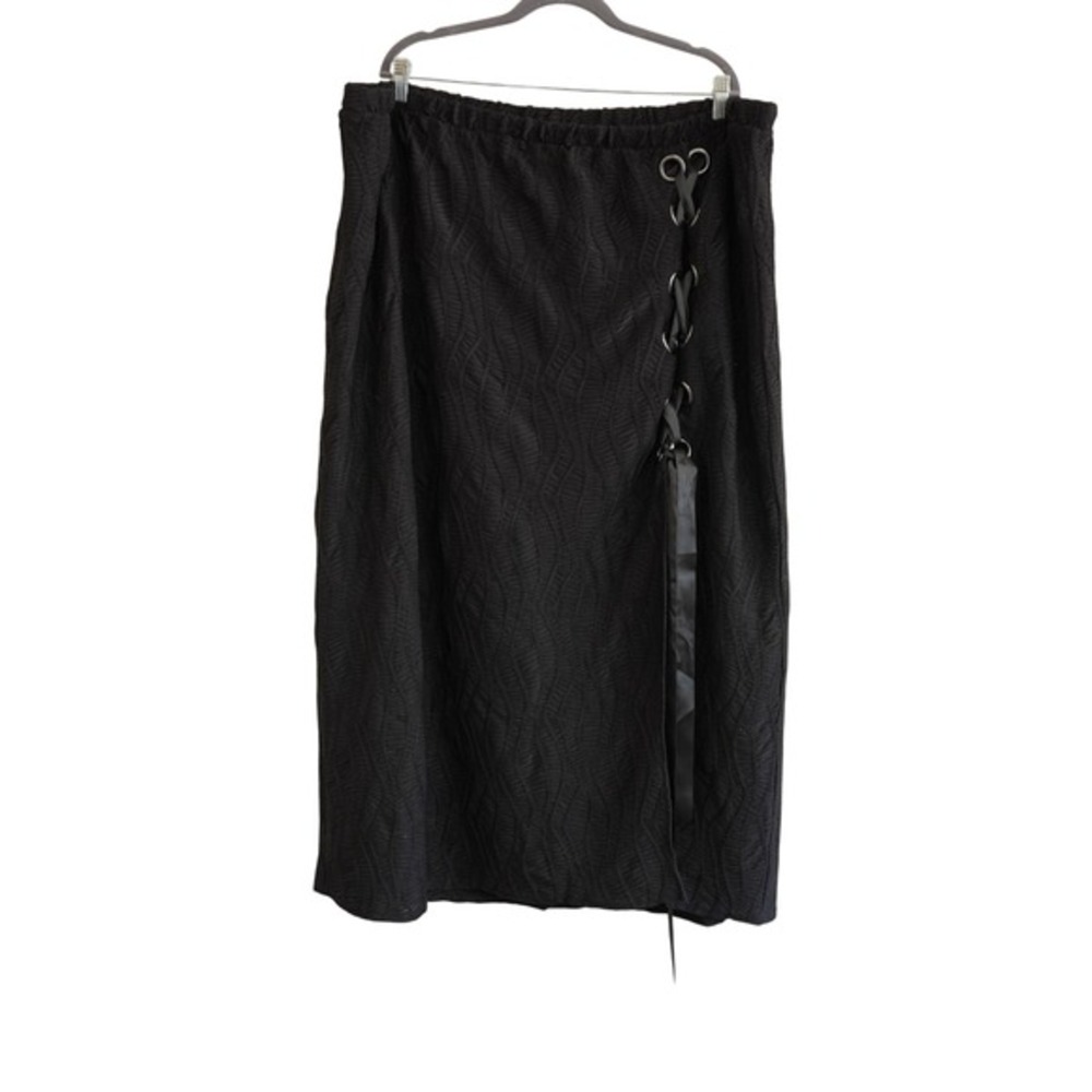 Nightfall by Torrid 4X Black Textured Lace Up Side Slit Midi Skirt Vixen Gothic